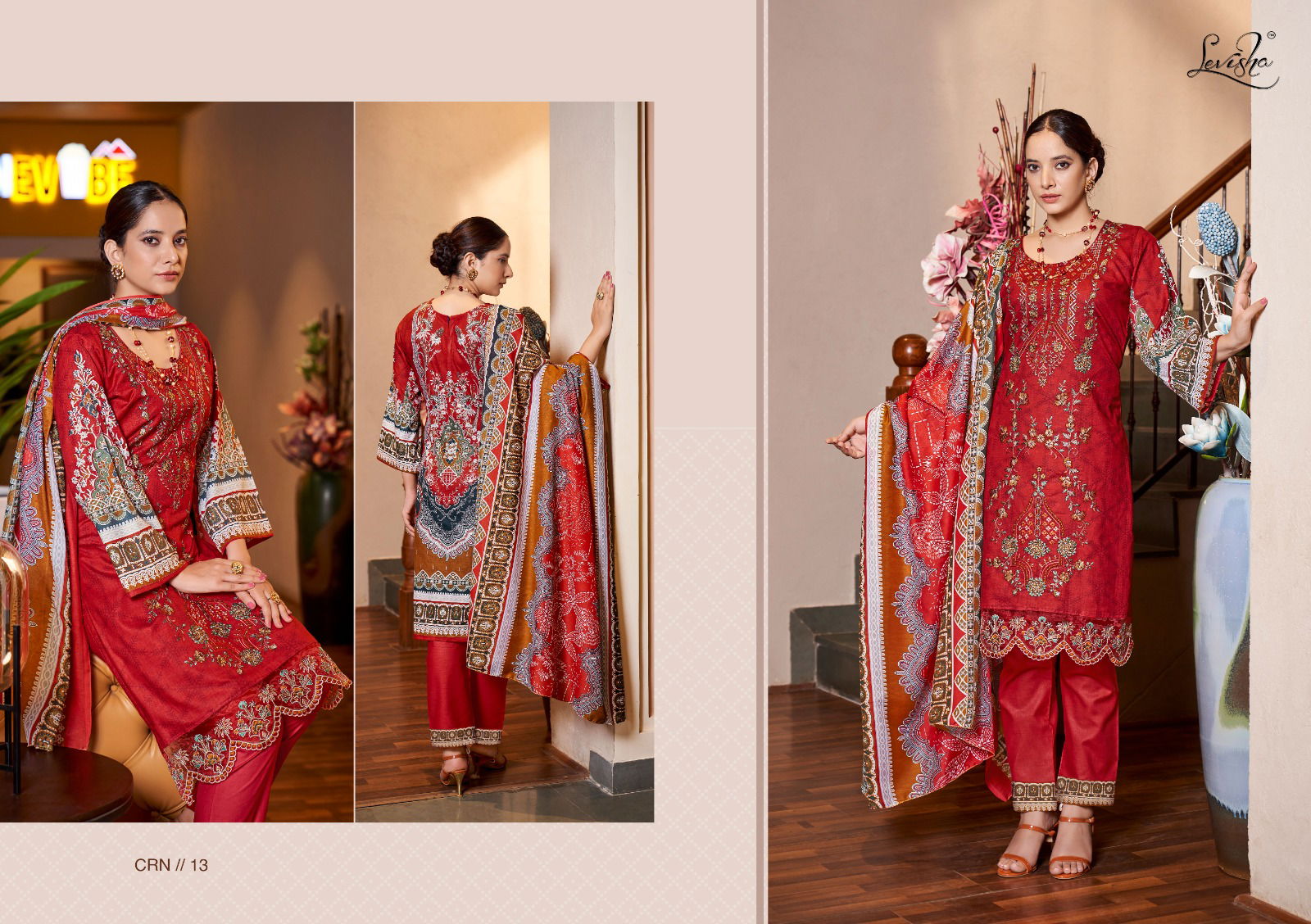 Levisha Chevron Nx Lawn Cotton Dress Material Collection
